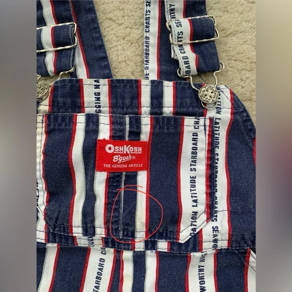 Vintage Oshkosh Size 2T Nautical Print Shortalls